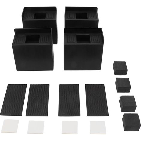 Lot de 4 patins anti-vibrations en forme de L, pieds antidérapants rectangulaires, rehausseurs de lit pour machine à laver, canapé, meubles (1/5)