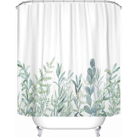 Rideau de douche fleuri avec crochets 150 cm X 180 cm