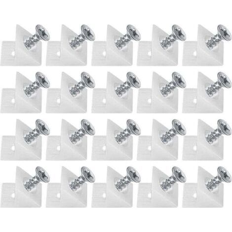 FENOPLASTICA20 Pièces Cales en Plastique pour Meuble Tiroir, Équerre De Fixation, Connecteur Arrière Stabilisateurs, Fond de Tiroir Connecteur avec Vis, pour Réparer Affaissement Étagère Meuble (1/4)