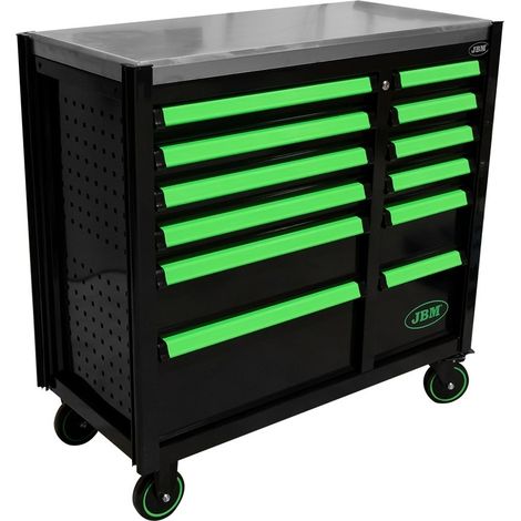 CARRO DE HERRAMIENTAS CON 12 CAJONES VACÍO - VERDE JBM 53868 (1/3)