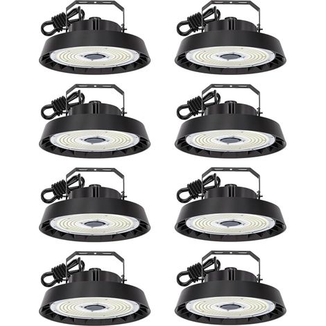 Modlicht-Lot de 8 Projecteurs LED industriel UFO 200W 34000LM 5000K–IP65,lentille 90°,170LM/W,luminaire pour entrepôt, atelier, usine, hall industriel [Classe B]