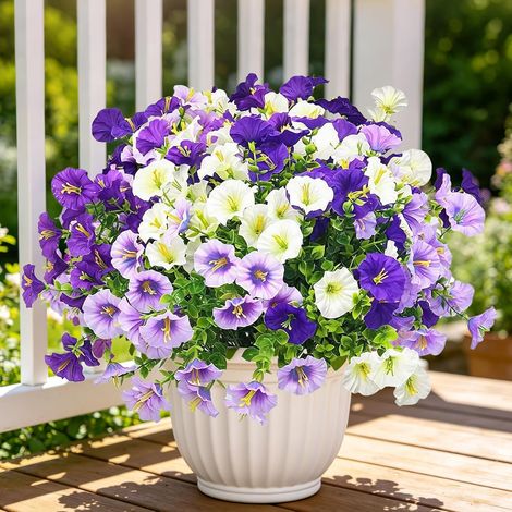 Artificial Flower 9 Pieces Artificial Flowers Outdoor  Artificial Flower Outdoor for Artificial Flowers Balcony DIY Indoor Gardens Pots Flowers Porches (3 Colours) (1/5)