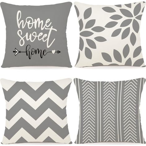Housse Coussin 45x45cm Lot de 4 Décoratif Canapé Taie d'oreiller Decoration (1/5)