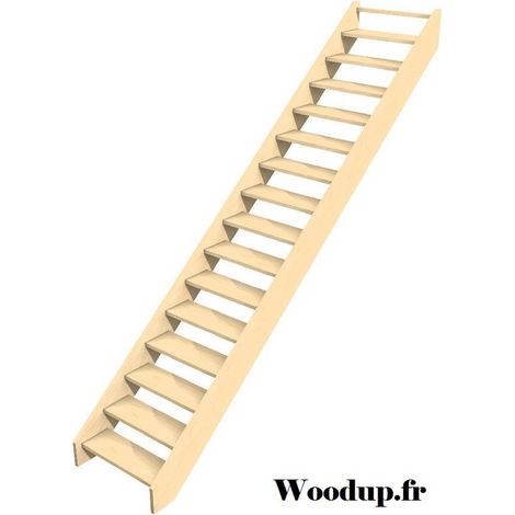 Levigne – Escalier droit hêtre lamellé collé ou sapin 280 cm – 14 marches – Largeur 80 cm – Giron 19 cm – Hauteur de marche 20 cm (1/2)