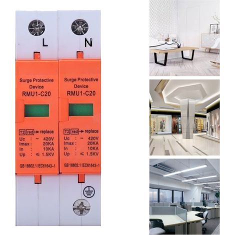 Parafoudre, module de protection contre les surtensions, interrupteur principal pour applications domestiques, 2P-10KA (1/5)