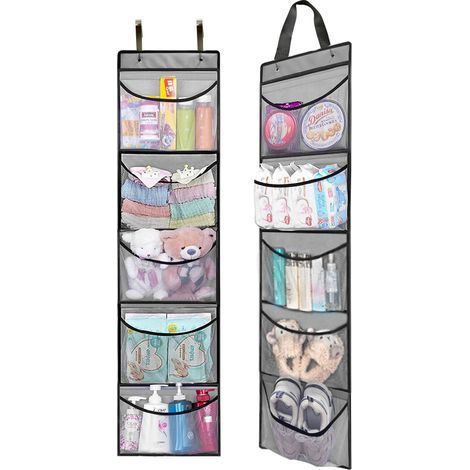 Set of 2 hanging shelves, storage cabinet organizer, hanging organizer, gray