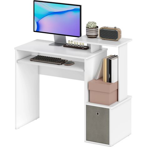 HOMCOM Scrivania Moderna con Porta Tastiera e Cassetto in Tessuto 100x40x86.6cm