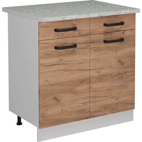 Mobiletto base per cucina R-Line, Quercia dorata, 80 cm PL Marmo, Vicco