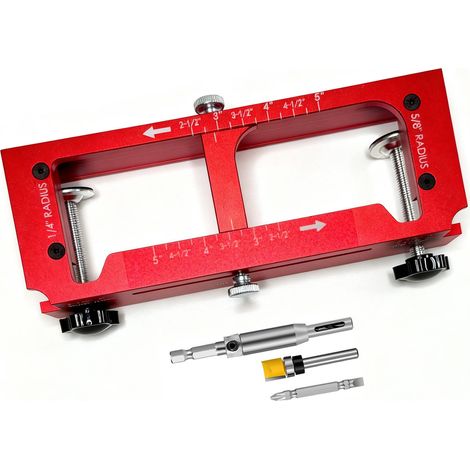 Gabarit pose paumelle aluminium réglable pour fraise mortaise 6,35 et 15,9 mm rayon charnières 6,35 à 12,7 cm (1/5)