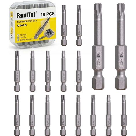 18 Pièces T25 Embout Torx 50 mm Embouts de Vissage Magnétiques en Acier S2 pour Outils Électriques Électronique Appareils Ménagers et Réparation Automobile (1/5)