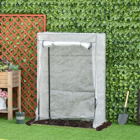 Mini serra da giardino per balcone 100 x 50 x 150 cm, struttura in acciaio, bianca HAVRYA (1/3)
