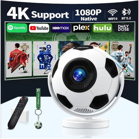 [Built-in Apps & 2026 Football Projecteur] Mini Projecteur 4K 1280P with WiFi 6 and Bluetooth 5.4 Auto Keystone 360° Rotatable Videoprojecteur Portable Compatibile with HDMI/TV Stick - White (1/5)