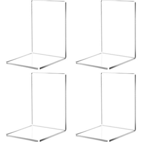 Lot de 4 serre-livres en acrylique transparent pour l'école, la maison, le bureau, la bibliothèque, le dortoir et le bureau (4,75 x 4,75 x 7,12 pouces) (1/5)