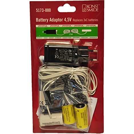 Konstsmide, Konstsmide 5173-000 - Adattatore di alimentazione per batterie con 3 batterie C 1,5 V, 4,5 V, cavo bianco (1/3)