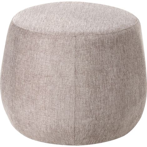 Puf de tela redondo moderno forma tambor suave salón dormitorio marrón claro Ashton