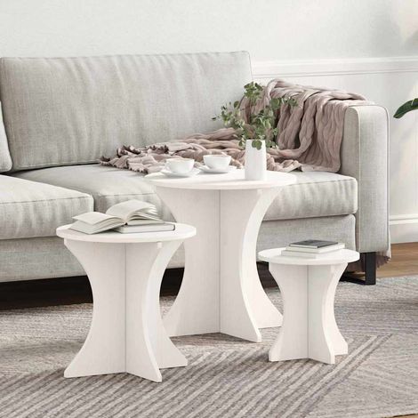 Couchtisch 3 pcs Weiß 46 x 46 x 47 cm Massivholz Kiefer vidaXL (1/5)