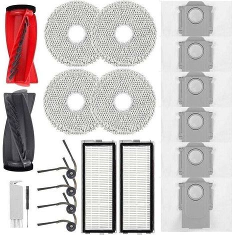 Accessoires pour Roborock Qrevo Curv, XU, Qrevo Edge Aspirateur,2 Brosses Principales,2 Filtres HEPA,6 Sacs de rechange à Poussière,4 Lingettes,4 - KZQ (1/4)