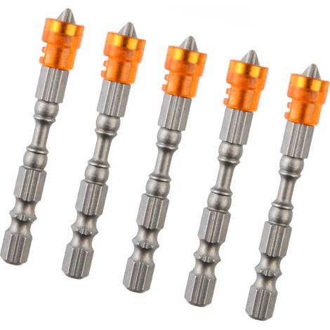 Lot de 5 embouts de tournevis mono-tête monochromes pour perceuses électriques, bobine magnétique puissante, embouts Phillips S2 (SKU00130) (1/4)