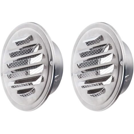 Sollbry 2 Pièces Grille d'Aération Ronde Grille Ventilation Grille Aération 98 mm Grille d'aération en Acier Inoxydable Grille de Protection avec Filet Anti-Insectes Grille d'évacuation d'Air Ronde