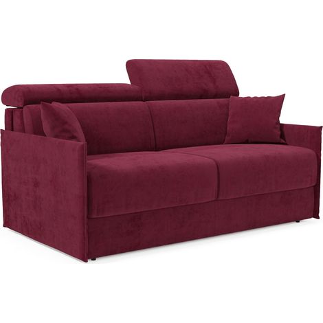 Miryam Sofá cama con reposacabezas reclinables en suave tejido antimanchas T31 149 cm burdeos