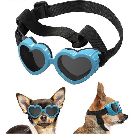 Lunettes de protection pour chien en forme de cœur, lunettes de soleil réglables pour animaux de compagnie, lunettes de protection coupe-vent, anti-UV et anti-poussière pour chiens de petite et moyenn (1/5)