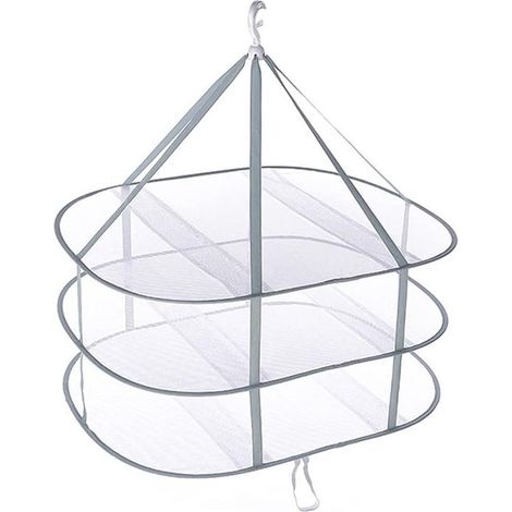 Filet de séchage pliable - Etendoirs - Polyester - Panier à linge - Étendoir à linge en maille - Séchoir suspendu - 3 couches - Pour Vêtements, herbes, Fleurs, légumes et fruits - 78 x 61 x 80 cm - Wi (1/5)
