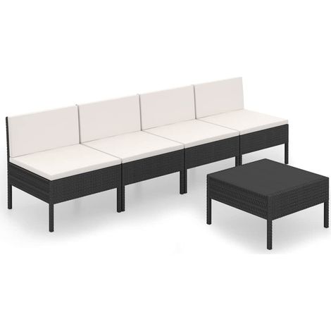 Maison Exclusive - Set Divani da Giardino 5 pz con Cuscini in Polyrattan Nero (1/5)