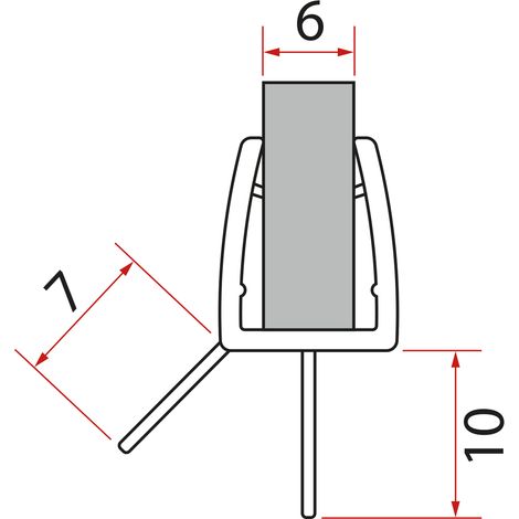 Joint inférieur pour porte, verre 6mm, 1000mm (1/3)
