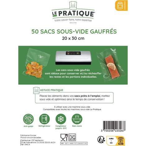 1 Sacchetti sottovuoto per waffle 20 x 30 cm - Confezione da 50 sacchetti - La praticità