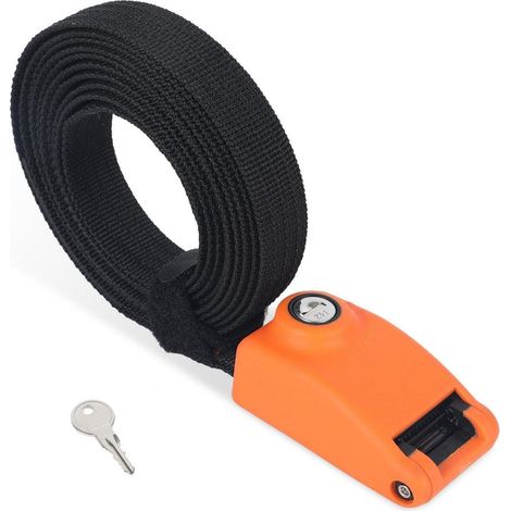 Sangle de serrage verrouillable avec câble en acier, antivol, 3m Orange