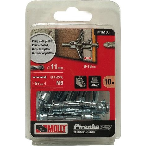 10 Tasselli metallici a espansione Ø 5 x 50 mm con vite M5 MOLLY - M16106-XJ