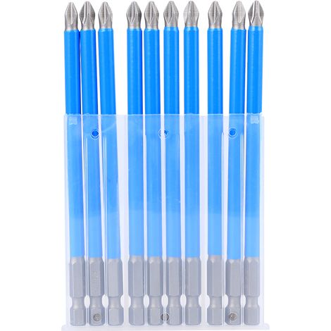 10 embouts de tournevis PH2x127mm anti-dérapants en acier allié S2 avec forte aimantation, pour perçage cruciforme (1/5)