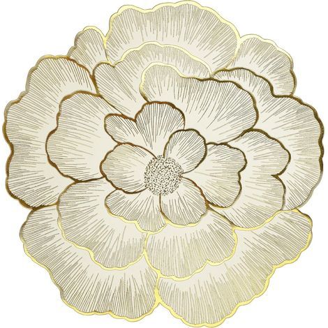 Sets de Table Floraux Ronds Lot de 6 Napperons Dorés en Forme de Rose 38cm Set de Table Métallique Tapis de Table de Cuisine Imperméable pour Maison Repas Mariage Fête (1/5)