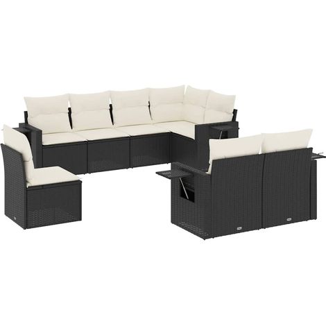 Maison Exclusive - Set Divani da Giardino con Cuscini 8 pz Nero in Polyrattan