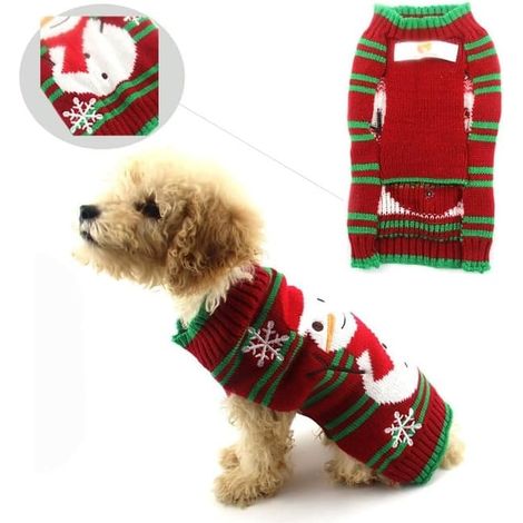 Pull bonhomme de neige pour chien - Vêtements de Noël bonhomme de neige pour petits chiens et chats - Noël et Nouvel An (Taille S) (1/4)