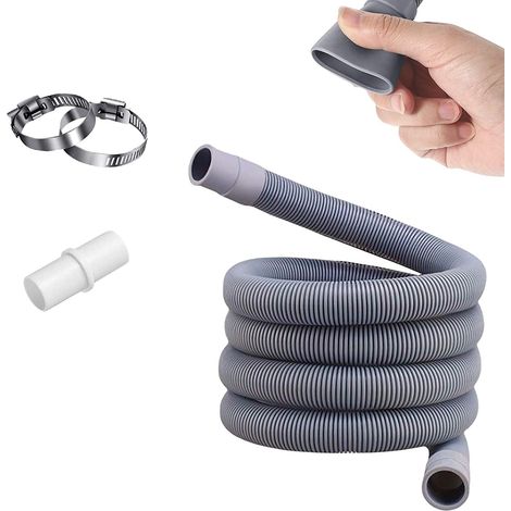 MINKUROW Manguera De Lavadora, Manguera De Desagüe Universal Incluye Soporte Y Abrazaderas De Manguera, Extensión De Manguera De Desagüe, Para Lavadora Y Lavavajillas (2m) (1/5)