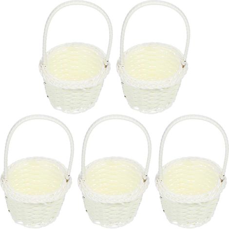 Lot de 5 paniers en rotin synthétique style champêtre, petits paniers à fleurs, paniers à fruits (1/5)