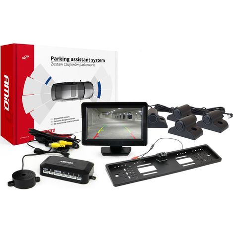 Kit di sensori di parcheggio TFT01 da 4,3" con telecamera HD-402-LED, 4 sensori, nero, per camion (1/5)