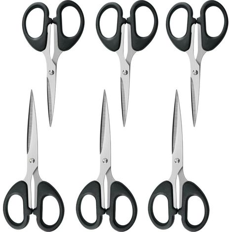 Multi-purpose scissors, set of 6, comfortable handles, pointed tips, perfect for cutting paper, suitable for home, office and school, medium size (14 x 6.5 cm) (1/5)