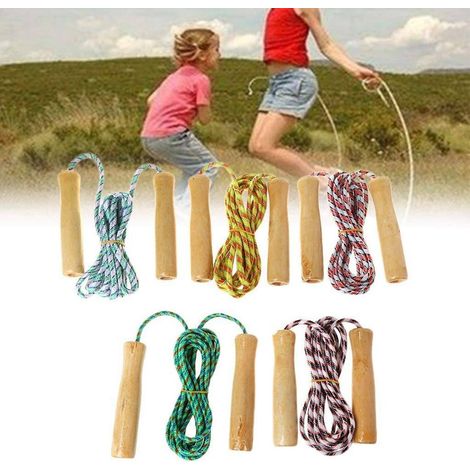 Trade Shop - Corda Per Saltare Allenamento Crossfit Jump Rope Pugilato Fitness Manici Legno - (1/5)