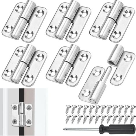 6 Pcs Left Removable Door Hinges Stainless Steel Detachable Hinges Cabinet Door Hinges with 24 Screws and Screwdriver for DIY Jewelry Box Cabinet Box. (1/4)