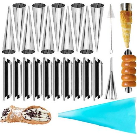 23 teiliges Set Eiswaffel und Croissantformen mit Reinigungsbürsten Kleine Eiswaffeln Eiswaffelformen Backzubehör Wiederverwendbar Küchenutensili (1/5)