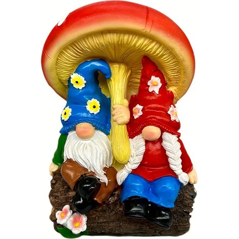 Statuette miniature de nain champignon - Ornement en résine, idéal pour la décoration de jardin et de terrasse (1/5)