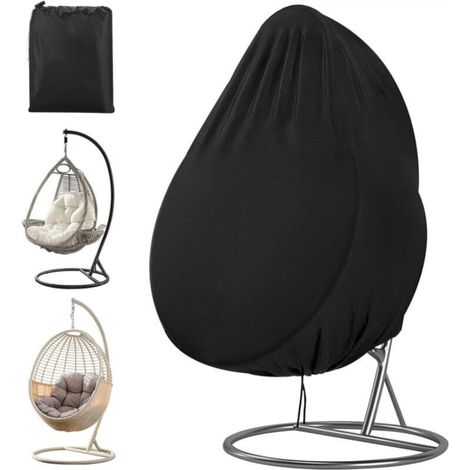 Couverture de Fauteuil Suspendu Housse de Protection pour Chaise Housses Imperméable pour Mobilier Balancelles de Jardin Noir (1) (1/5)