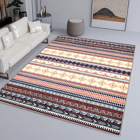 Alfombra para salón, estilo marroquí vintage, alfombra de terciopelo estampada, apta para salón, 60 x 90 cm. (1/5)