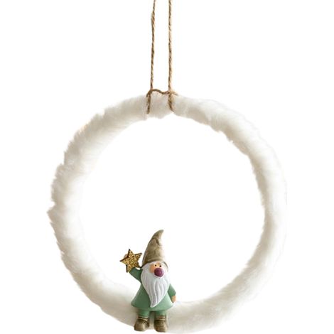 Guirlande étoile en peluche imprimée ronde de Noël, décoration suspendue pour sapin, fenêtre, table et maison, lot de 5 pièces (1/5)
