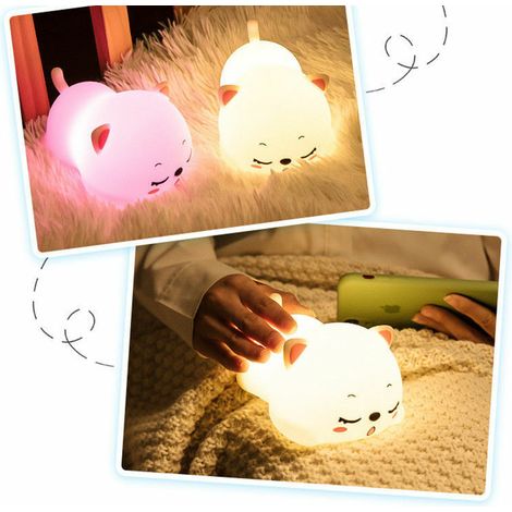 Cat Night Light for Kids, 7 Colors Kids Night Light Baby Night Light, Nursery Portable Cute Cat Lamp Kids Lamp, USB Charging Toddler Girls Kids Night Lights for Bedroom, Cat Gifts for Girls (1/5)