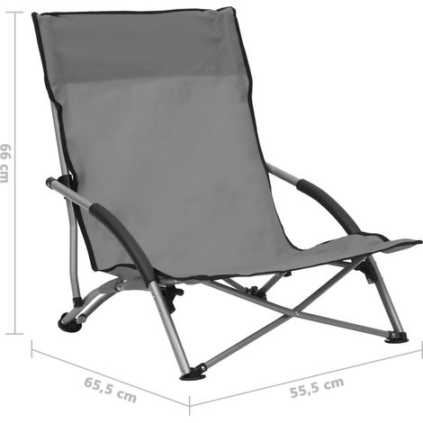 2 Chaises Pliables Basses Grises de camping ou de plage moderne et de qualité