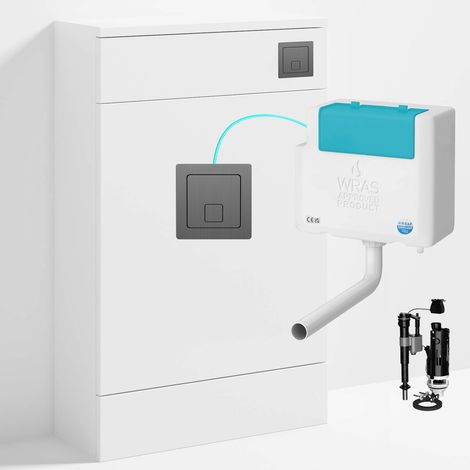 Gloss White 500 x 200mm Back to Wall WC Unit with Concealed Toilet Cistern Set - Bottom Entry (1/4)