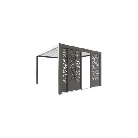 Paroi Coulissante Latérale Tôle Aluminium Gris 3m50 Pour pergola Autoportante S et SV ORIAL France (1/4)